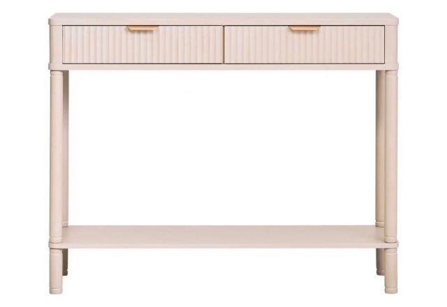 Heritage Two Drawer Reed Detail Taupe Wood Console Table